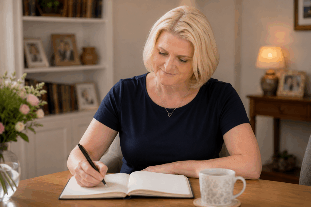 Hanna Illingworth, funeral celebrant caputring a person's story to write their celebrant-led funeral service.